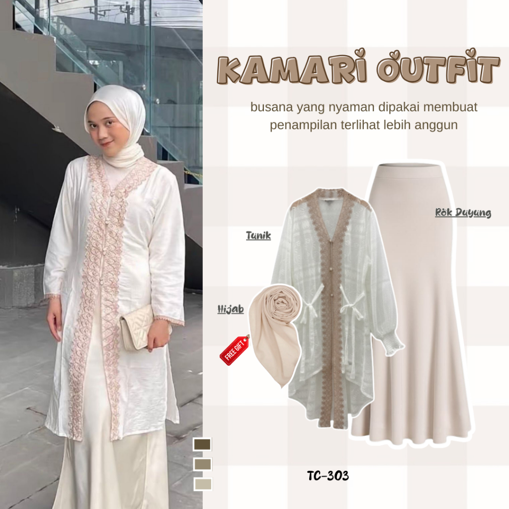 Kamari Outfit Ramadhan Set Tunik Rok Nyaman Dan Kekinian OOTD LEBARAN SET TC-303