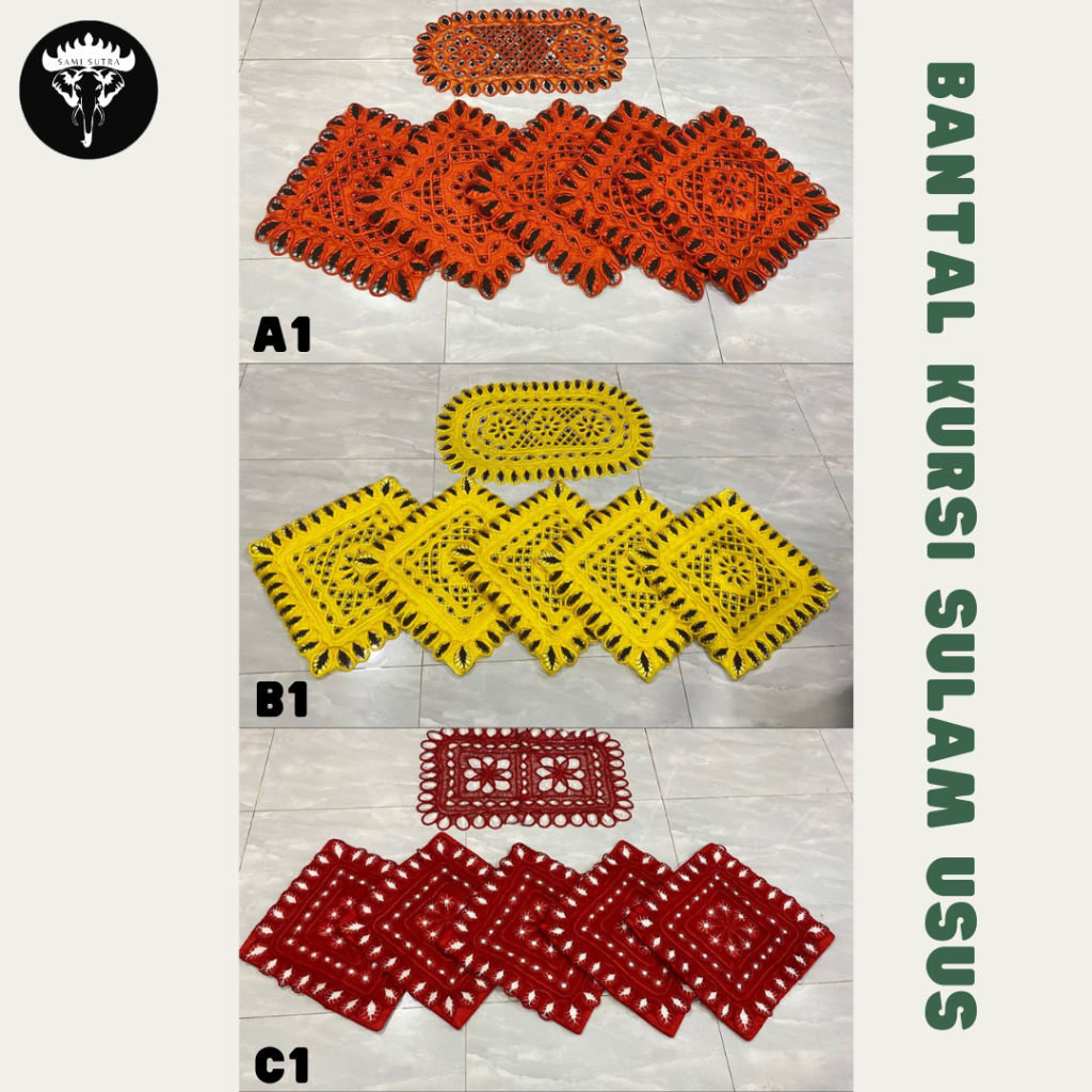 1 SET SARUNG BANTAL KURSI SULAM USUS LAMPUNG [1-11]