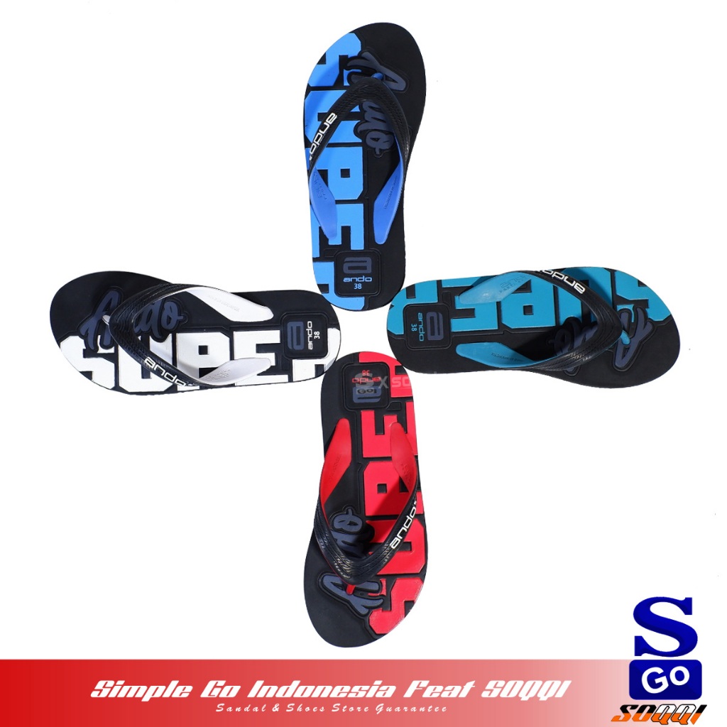 Ando Goemon Yooki Sendal Japit Karet Pria Original Sandal Distro Cowok Gambar Motif Kekinian 39-42