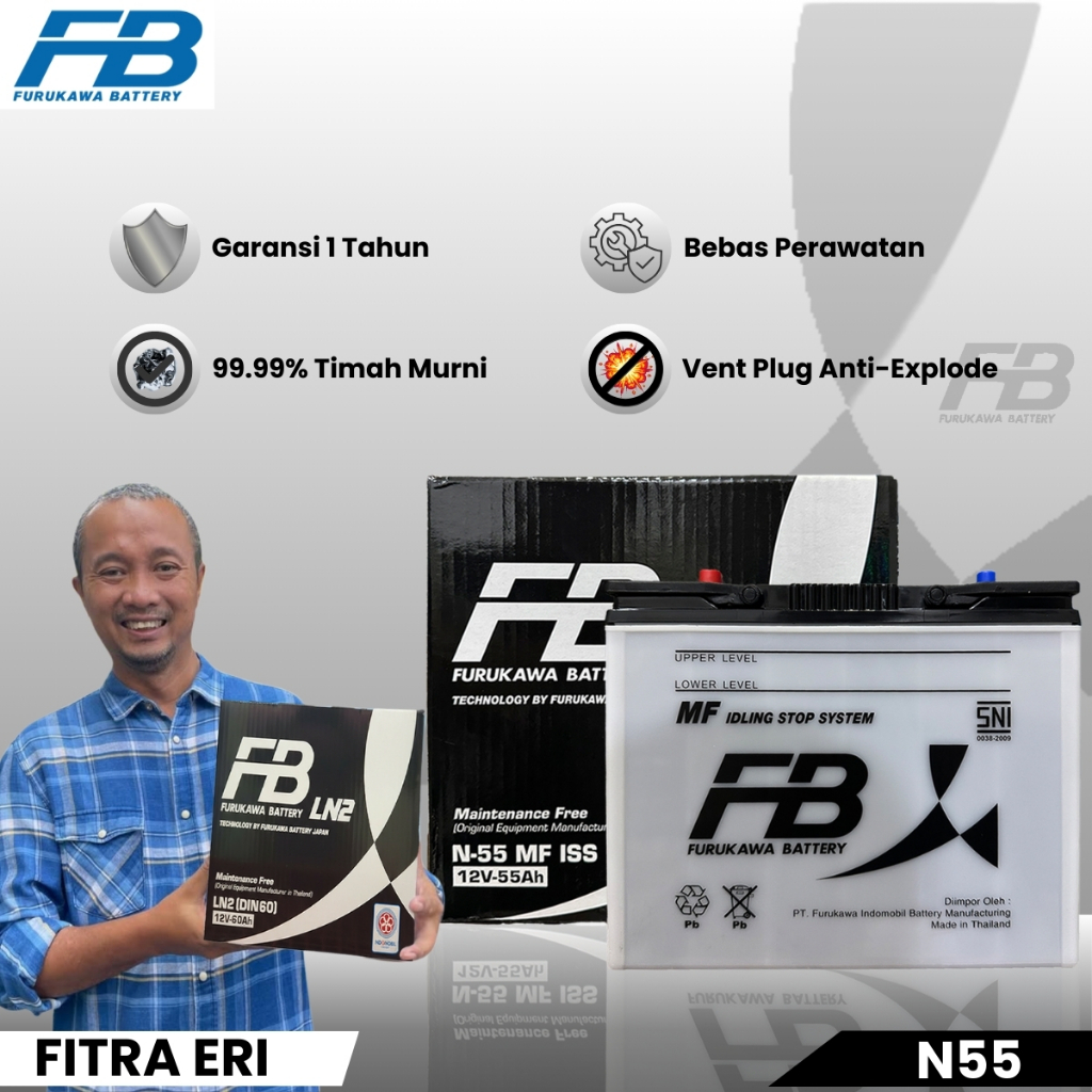 Furukawa Battery / FB Aki Mobil N55 ISS 12V / 55Ah - Aki Kering