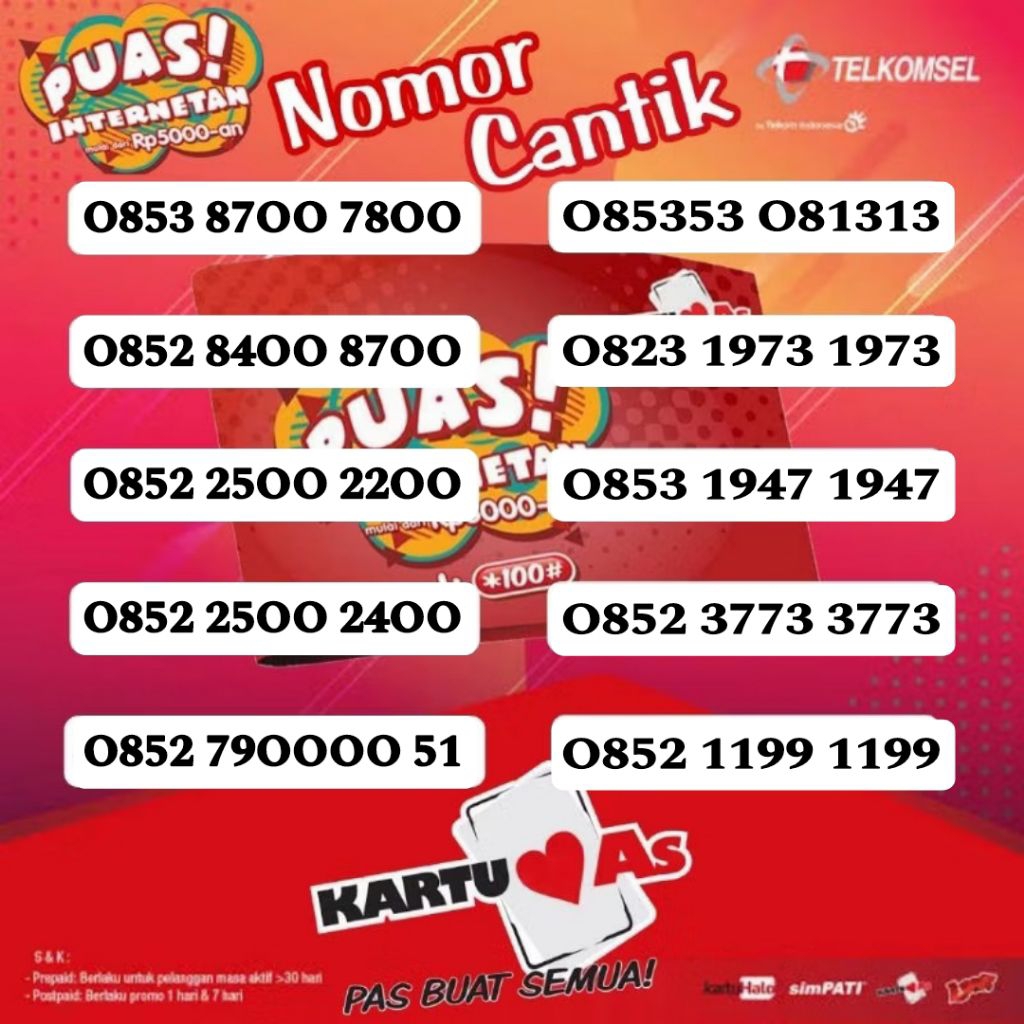 NOMOR CANTIK PERDANA AS TELKOMSEL