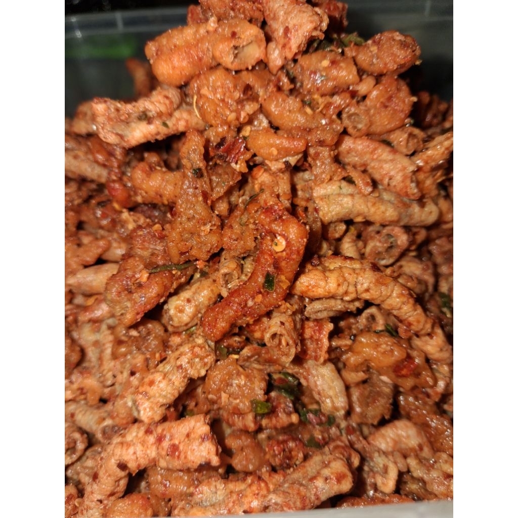 Usus Krispy Original Pedas Daun Jeruk Kemasan Pouch