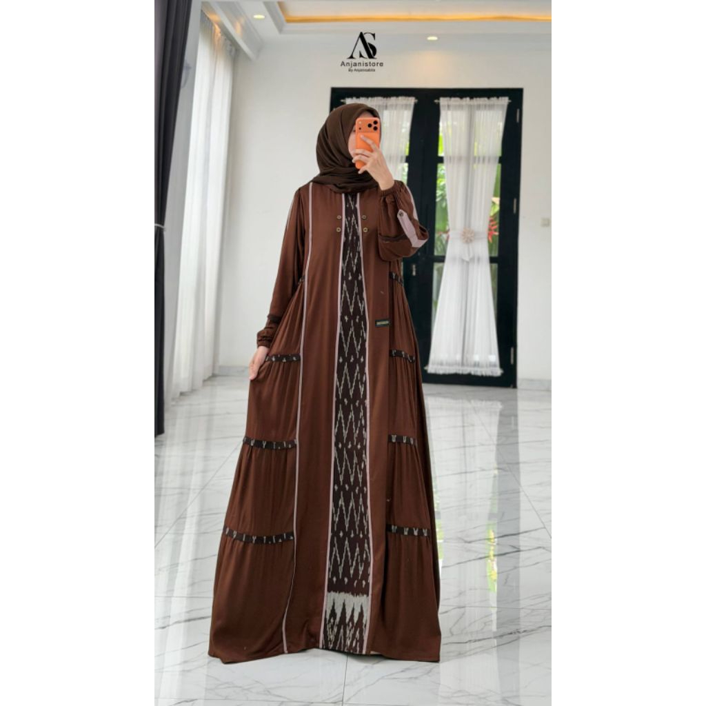 Gamis coklat susun by Anjani store
