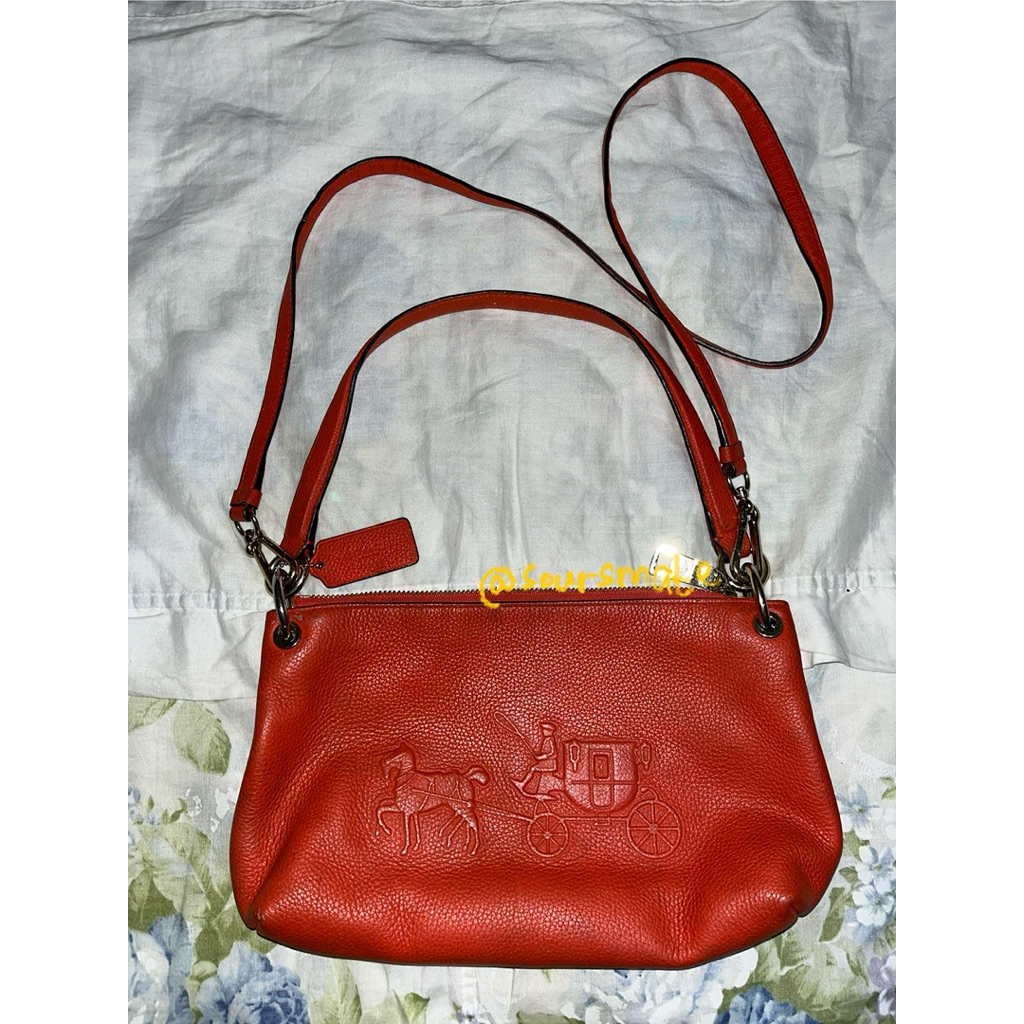 Coach Sling Bag Orange Orisinal / Coach Tas Selempang Original