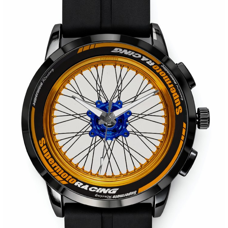 Jam Tangan Pria Supermoto Velg Jari-Jari Motor – Tali Karet –Analog watch Quartz