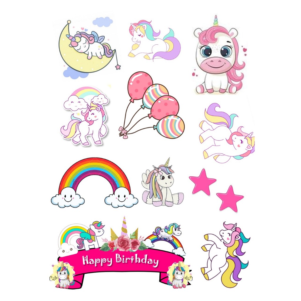 TOPPER Cake UNICORN Custom/Hiasan Kue ULTAH Anak