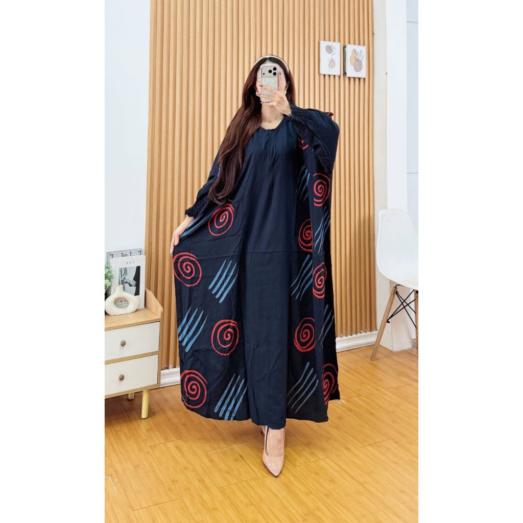 GROSIR | DASTER KAFTAN LUKIS | JUMBO LD.150 PB.140 BUSUI BAHAN RAYON TEBAL ADEM BAYAR DIRUMAH