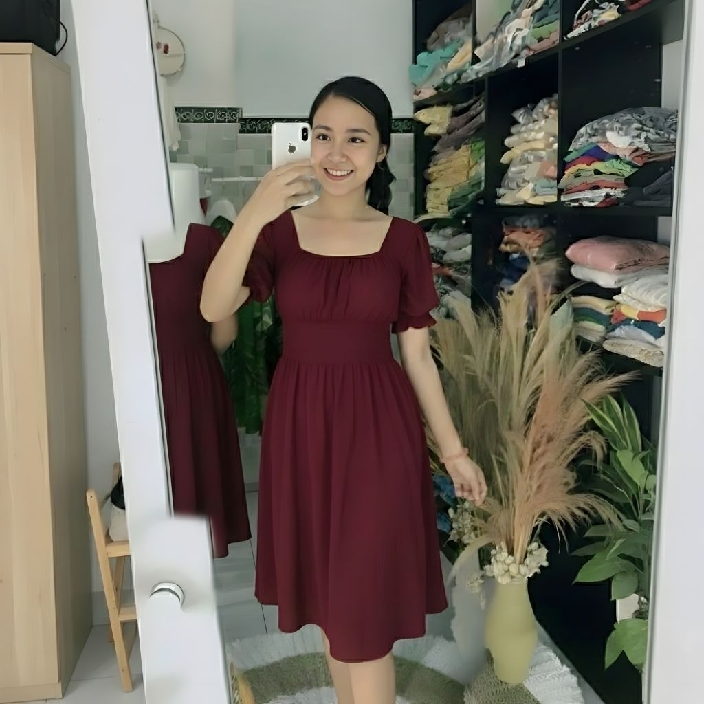 Homedress Naura Daster Polos Pinggang Kerut Kekinian Terbaru / Daster Wanita Jumbo