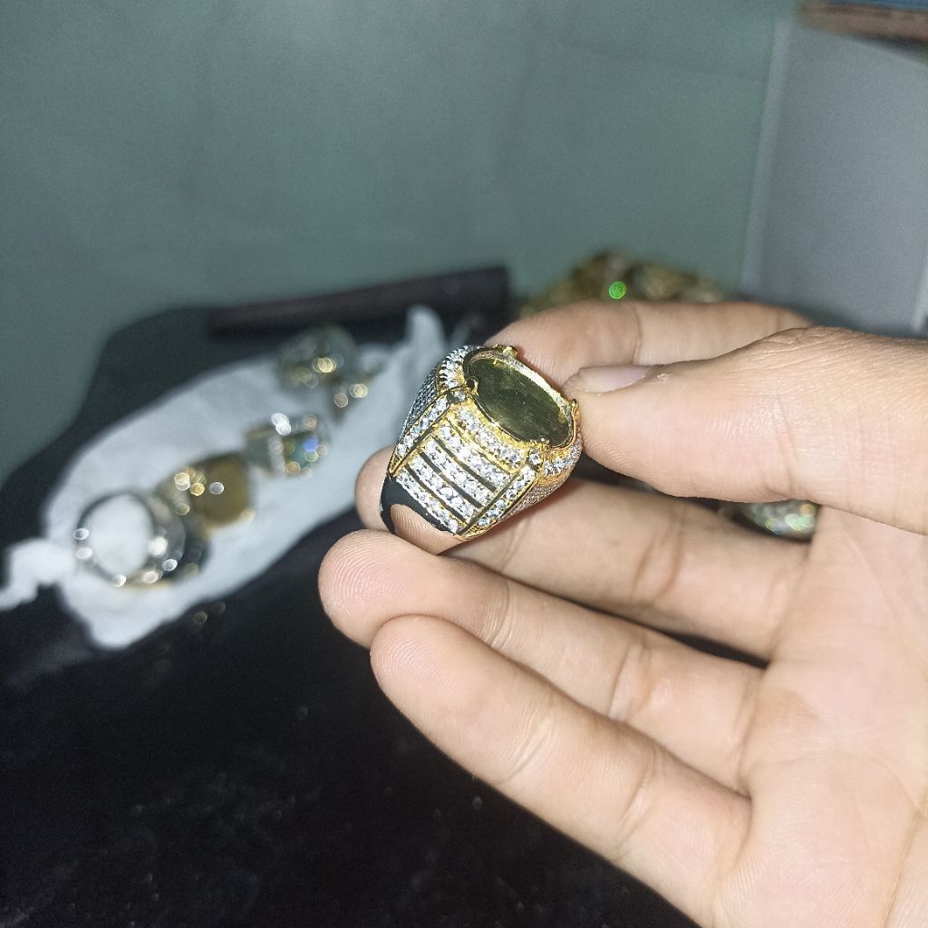 RING KUNSAR EMBAN KUNINGAN CINCIN KUNINGAN SARI IKETAN BATU AKIK BAHAN KUNINGAN SARI
