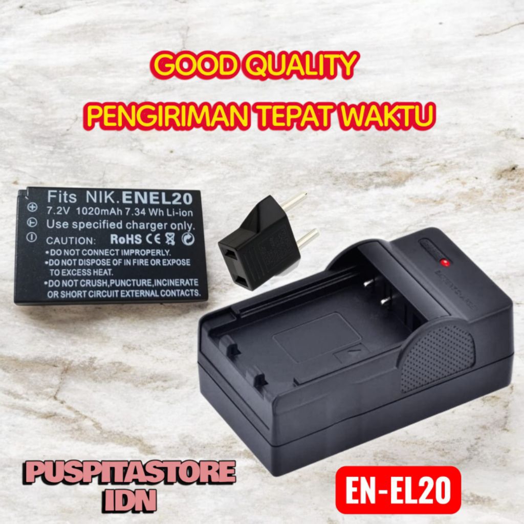 Charger & Baterai Nikon EN-EL20 AW1 Coolpix A P950 P1000 P1100 Batre Casan