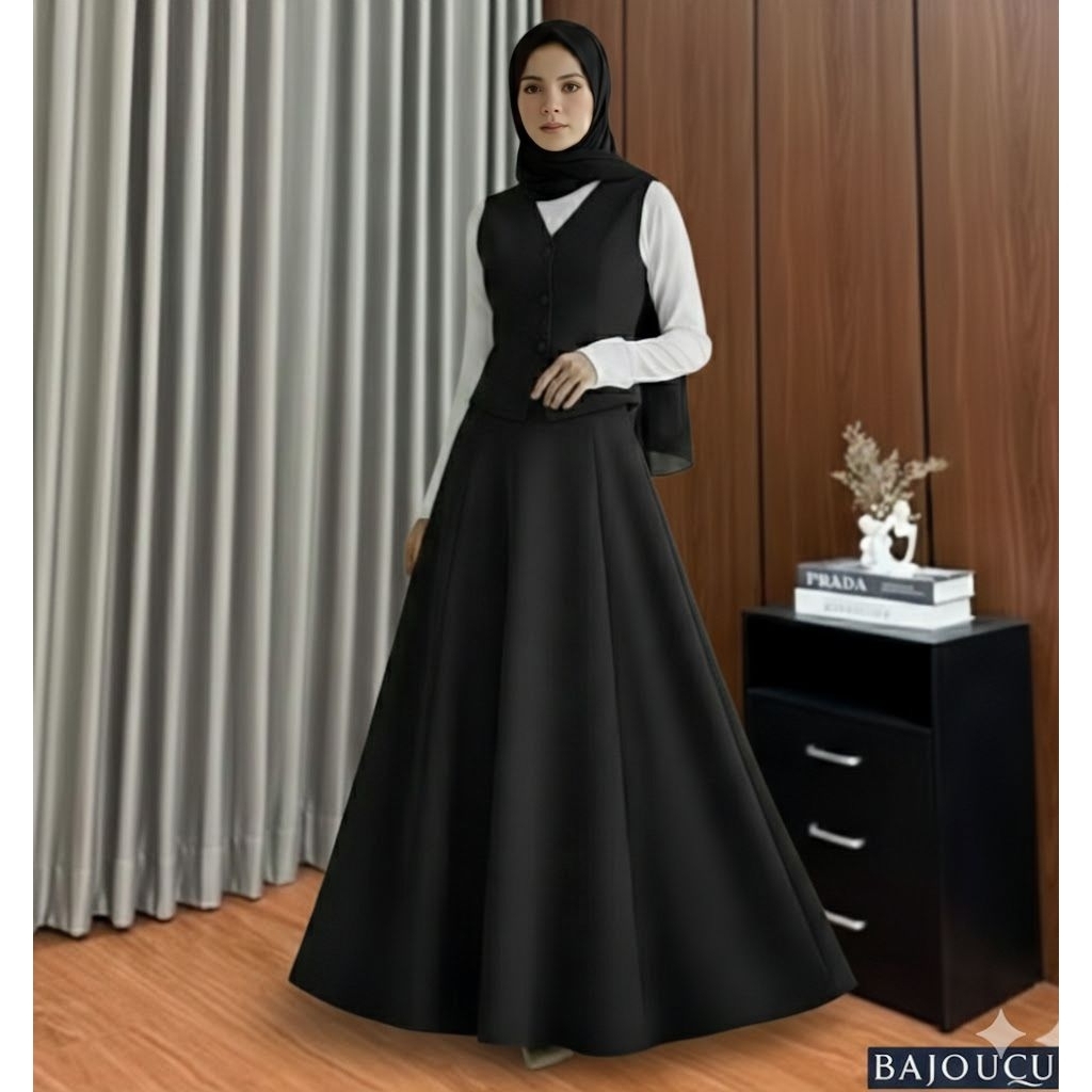 Rok Audy Rompi Vest Scuba One Set - Set Blazer Wanita Korean Style Scuba premium