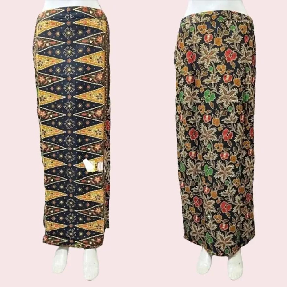 Rok Wanita/Bawahan Kebaya Ondel  Ondel Betawi Bahan Katun Warna Hitam Gold