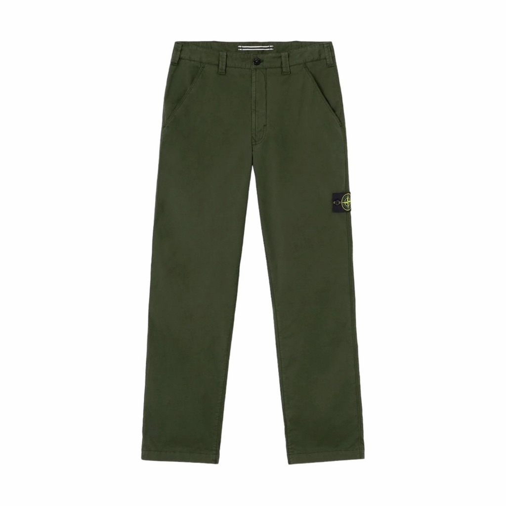 Stone Island Compass Chino Trousers Stretch Organic Katun Twill Green