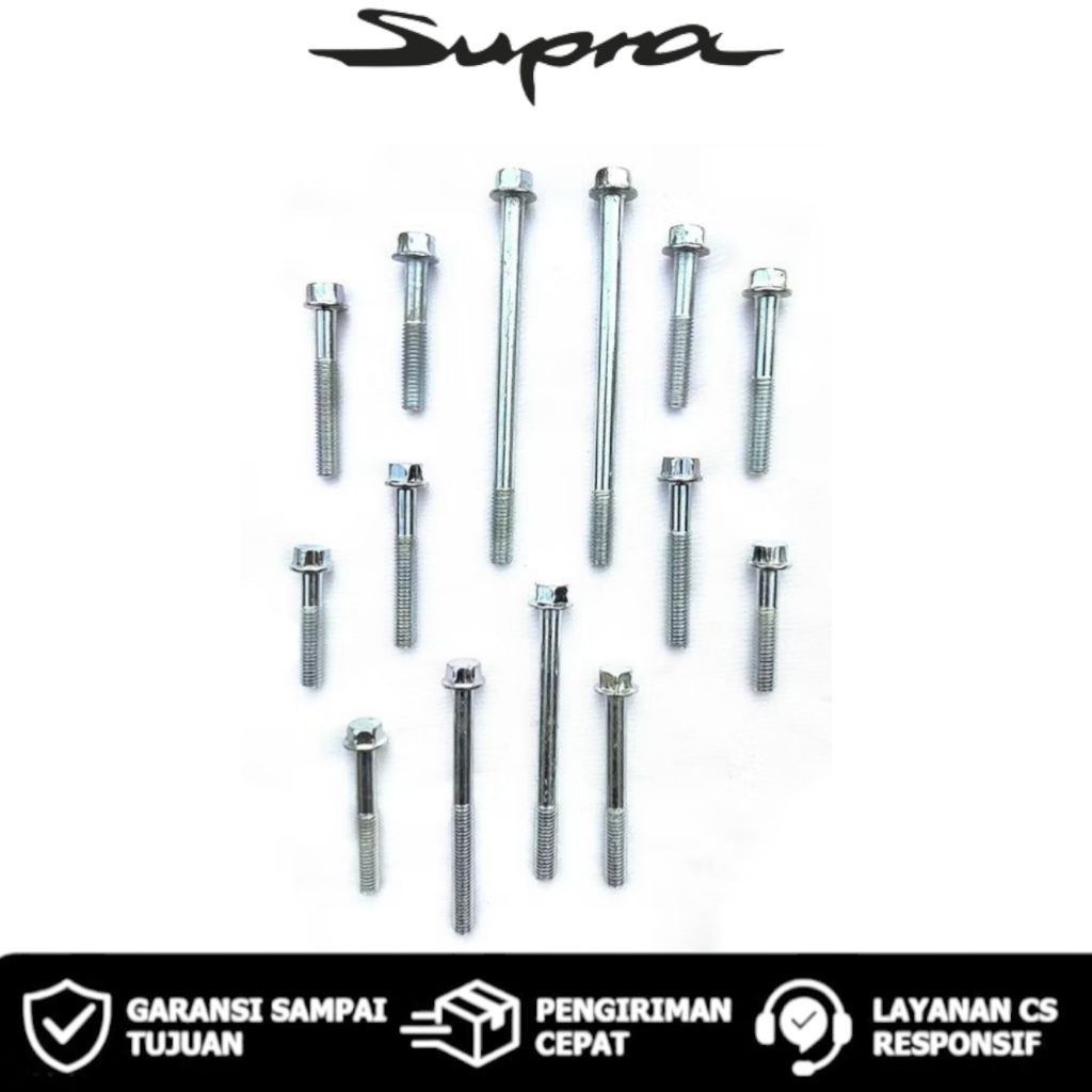 Baut Blok Mesin 1 SET Honda Supra fit 100 / Baut Blok Mesin 1SET Motor Supra fit lama 100