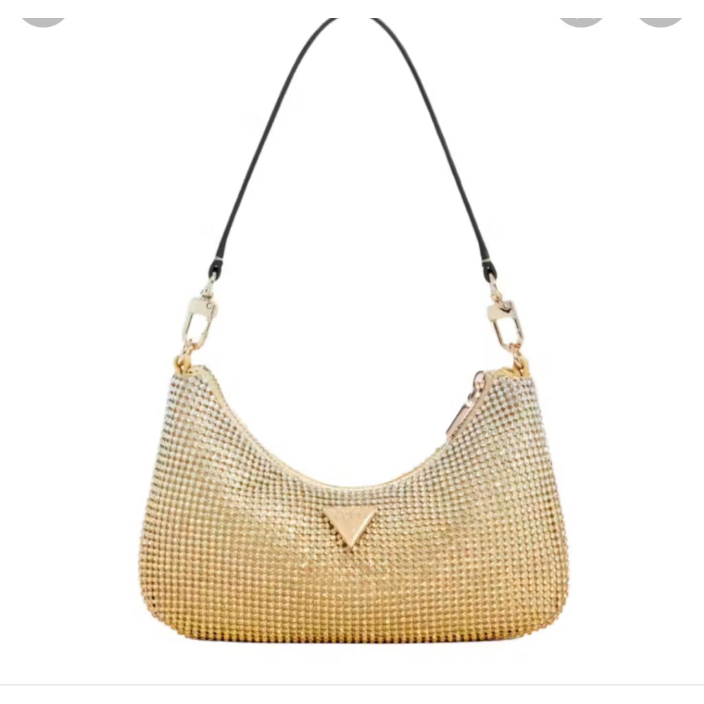 GUESS ZALINA MINI TOP ZIP SHOULDER BAG GOLD NEW