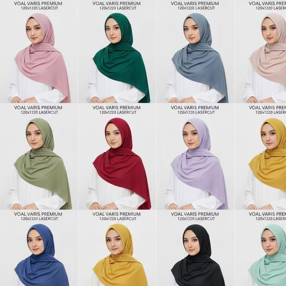 Hijab Voal Varis Premium 120x120 Syari Friendly - Lasercut Finishing"