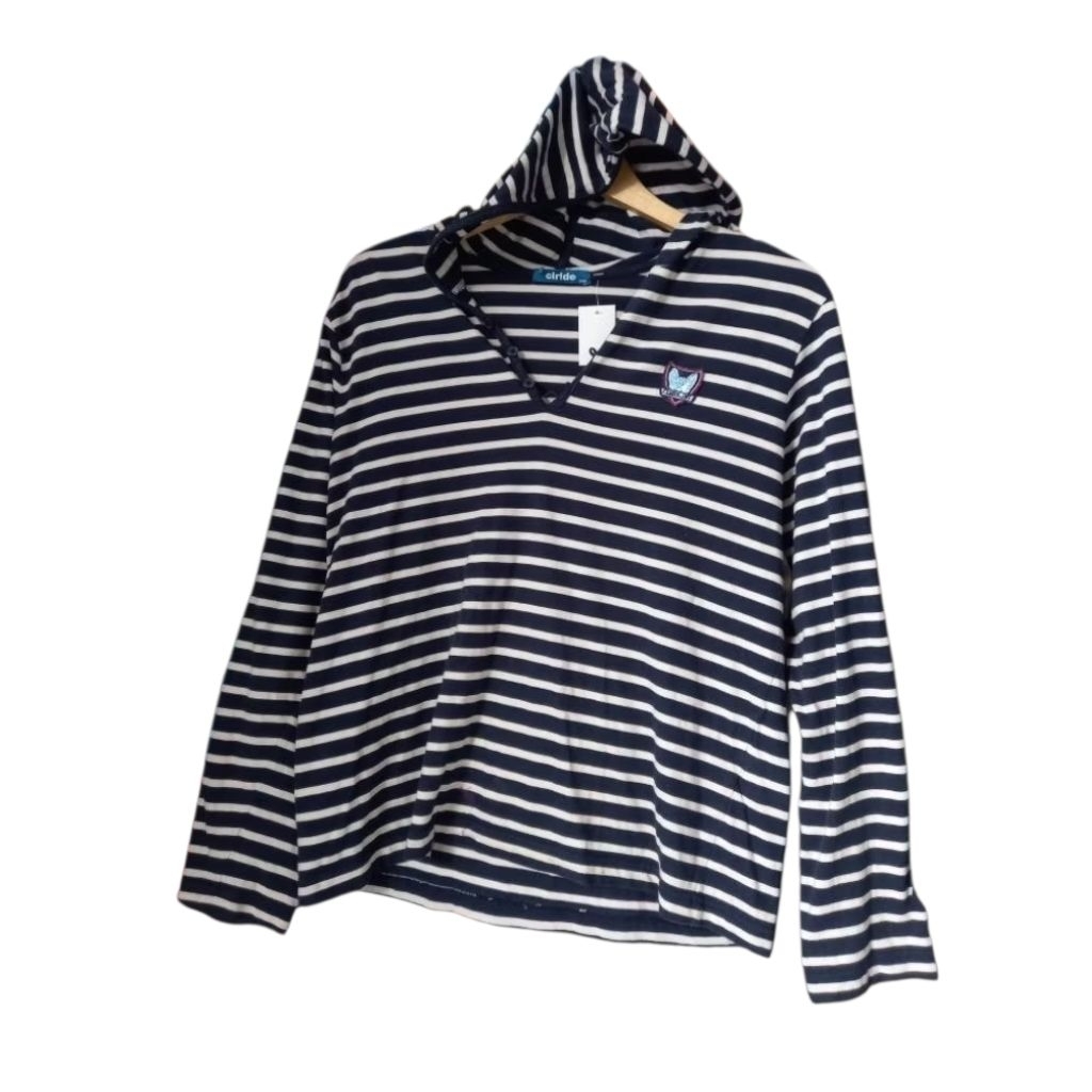 CLRIDE LD:106 P:58 NAVY / -SEDIKIT TURUN WARNA / KAOS HOODIE SALUR NAVY