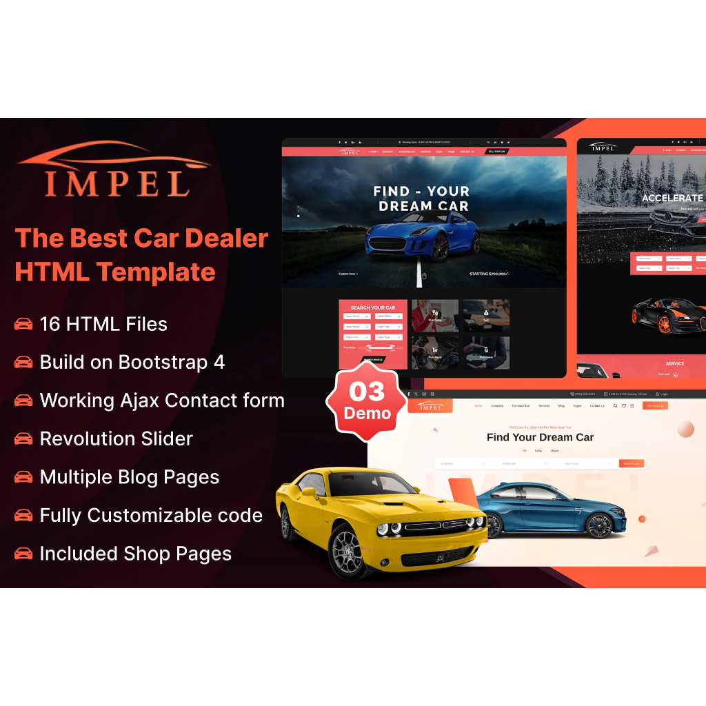 Website Template HTML Responsive untuk Car Dealer, Showroom & Auto Service