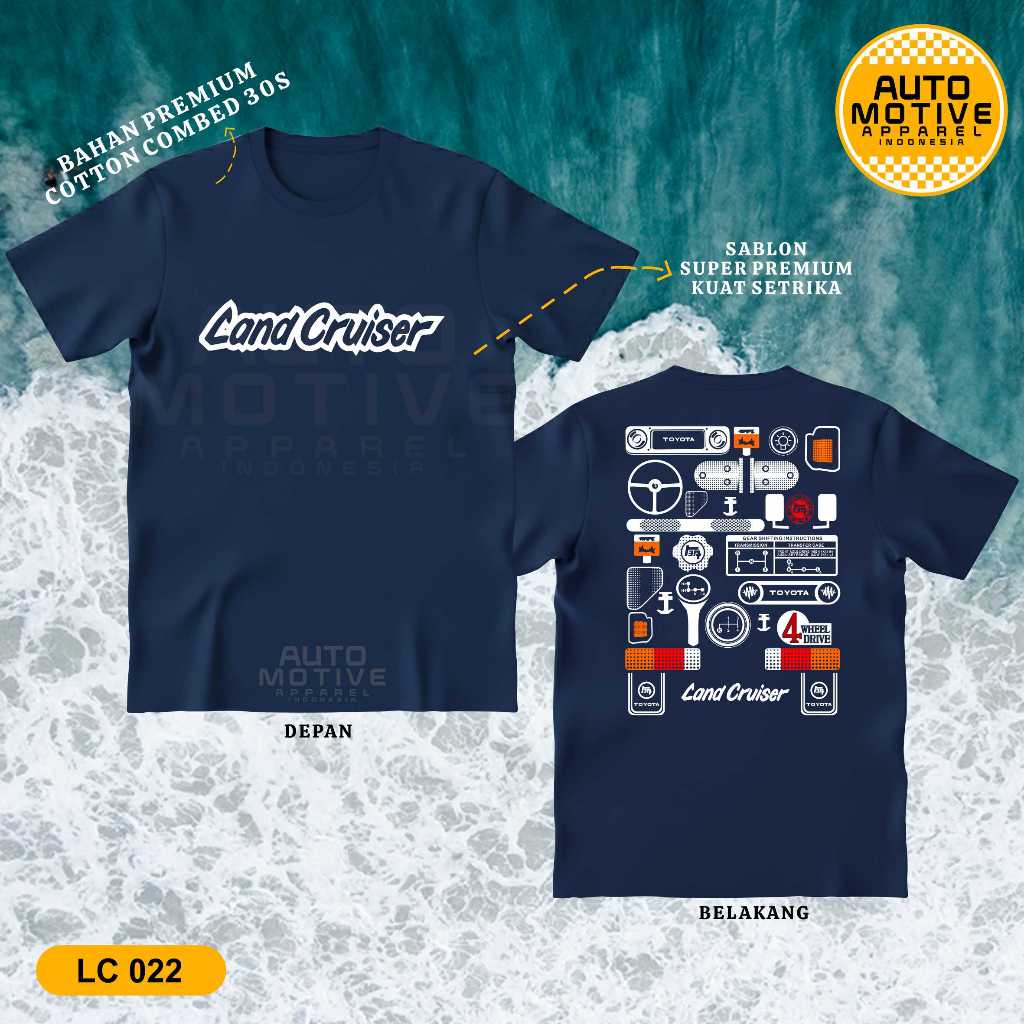 AUTOMOTIVE APPAREL Kaos Land Cruiser Tshirt Baju Mobil Toyota Land Cruiser LC022