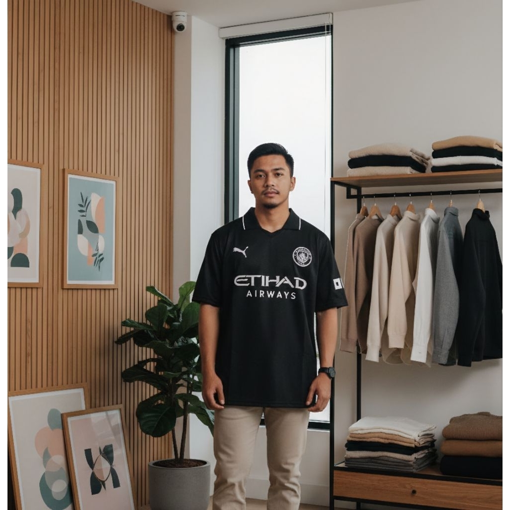 Jersey Bola Man City Away Hitam 25/26 Grade Ori AAA++ Quality