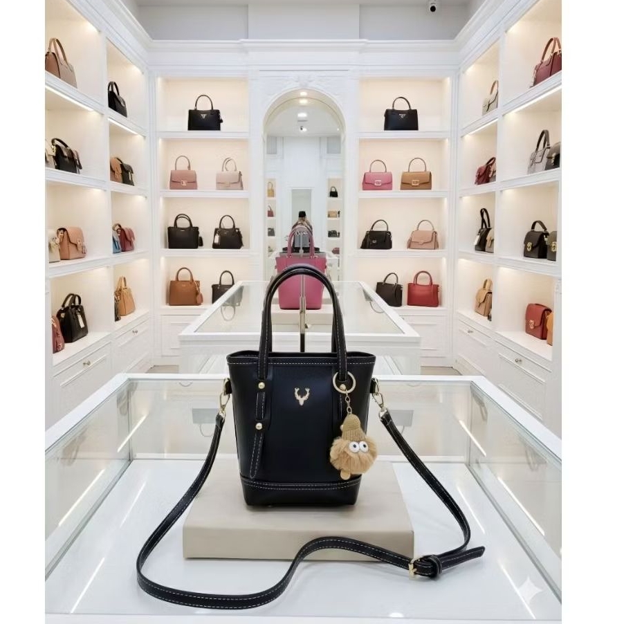 VN STORE01 Tas Selempang Wanita Free Ganci Boneka Sling Bag Terbaru Bahan Kulit Sintetis Halus Kode 