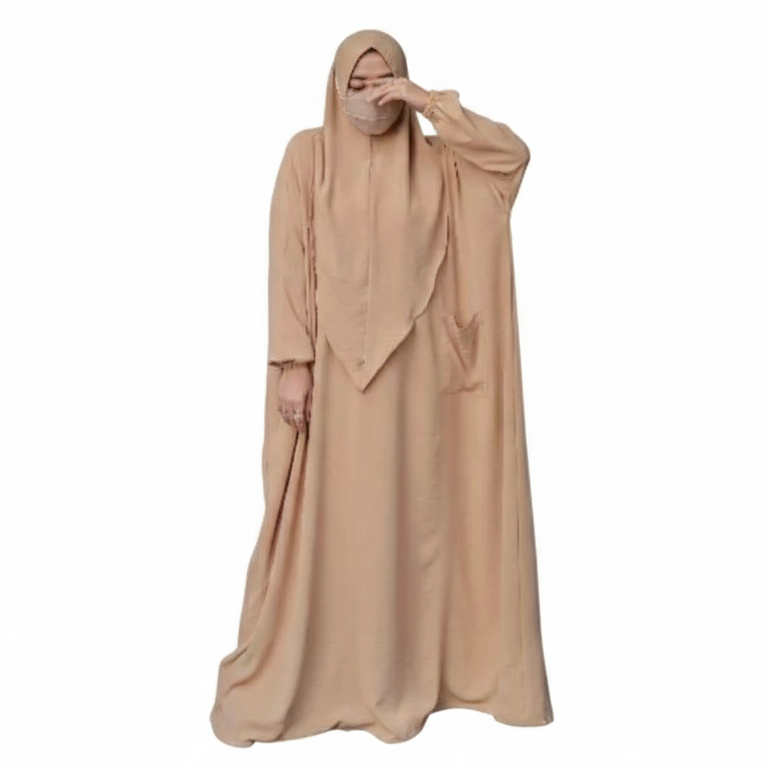 Zafeetri Gamis dewasa Basic Inayah Abaya Set Khimar Bahan Cringkle Airflow griya mey
