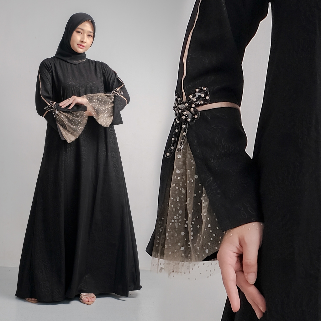 Qoni | Gaun Abaya Shaquita | Gaun Pesta Premium | Gaun Payet | Mewah
