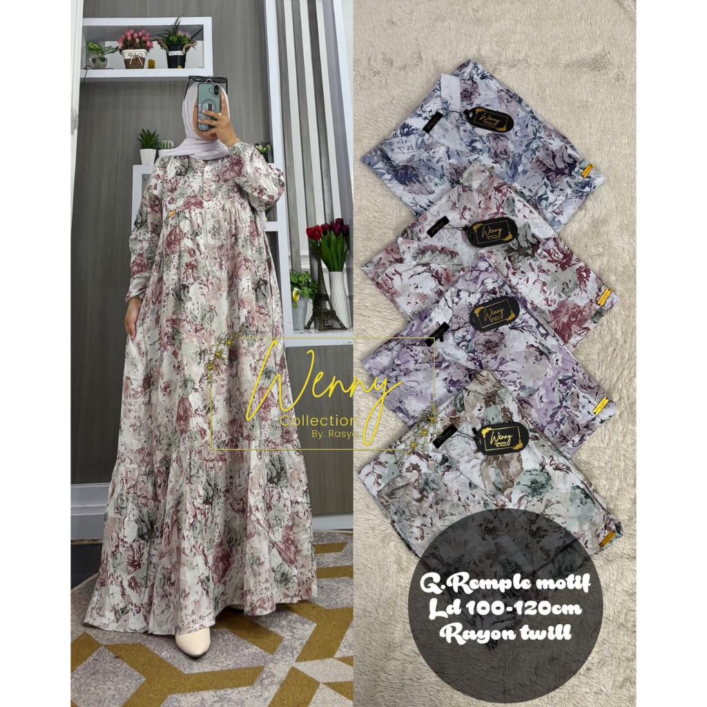 Gamis Rayon Premium Motif Abstrak Adem & Nyaman untuk Wanita