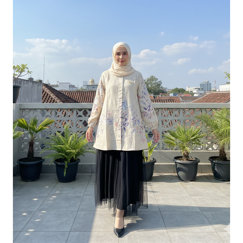 Deska Blouse tunik batik etnik motif terbaru long tunic katun dobby dobi deska by Berga collection