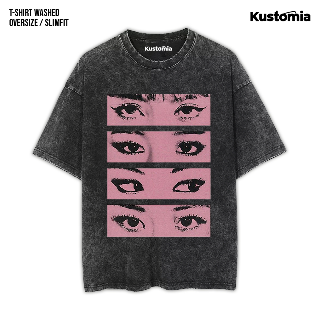 KUSTOMIA Kaos BLACKPINK Washed T-shirt Black White | BP-12