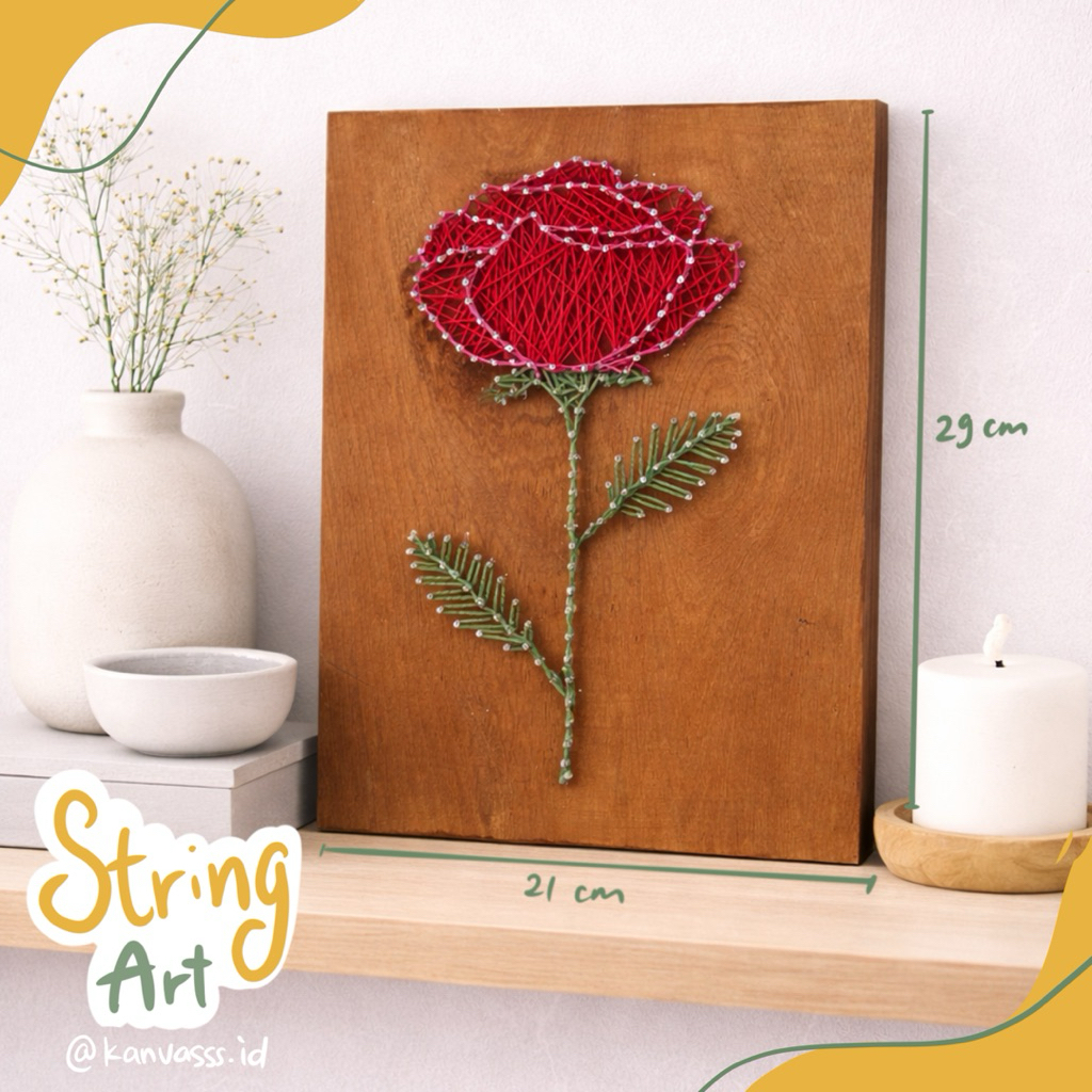 Hiasan Dinding/Wall Decor/Hiasan Estetik/String Art/Hiasan dinding bunga/Pajangan/Rose