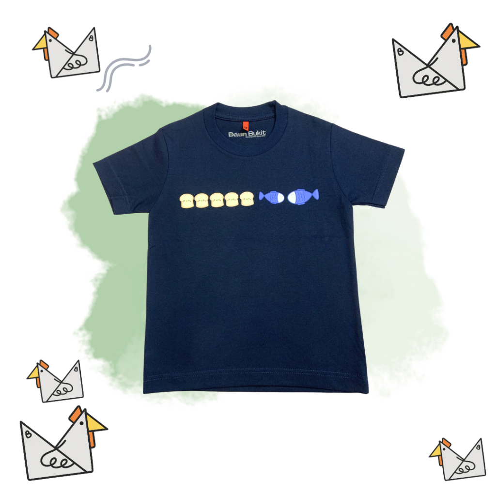 Kaos Lucu - 5 Roti 2 Ikan Kids Tshirt Kaos Kids