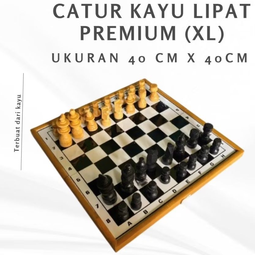 Catur Kayu Lipat Sedang 40x40cm / Catur Kayu Lipat Kecil 32cm x 32cm Desain Elegan, Material Premium
