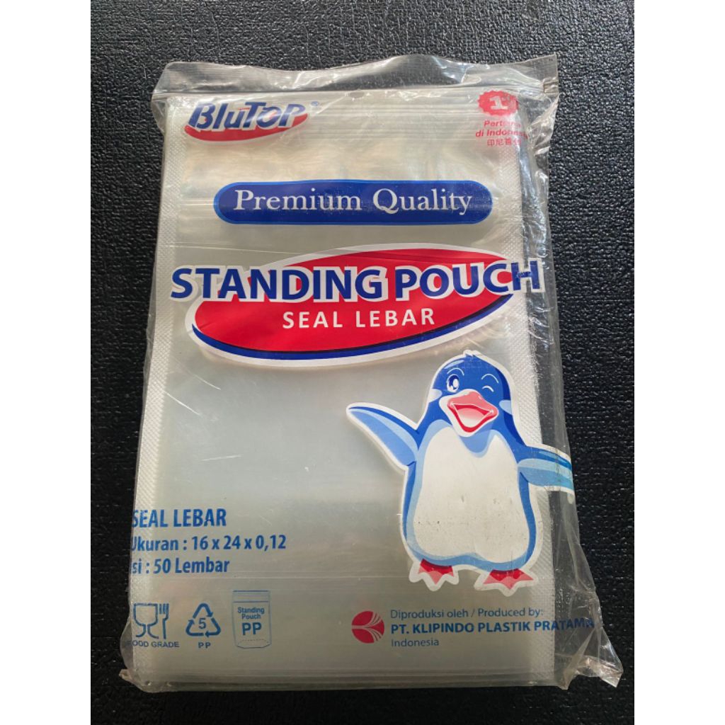 Plastik Blutop Standing Pouch Ukuran 16 x 24 isi 50 pcs