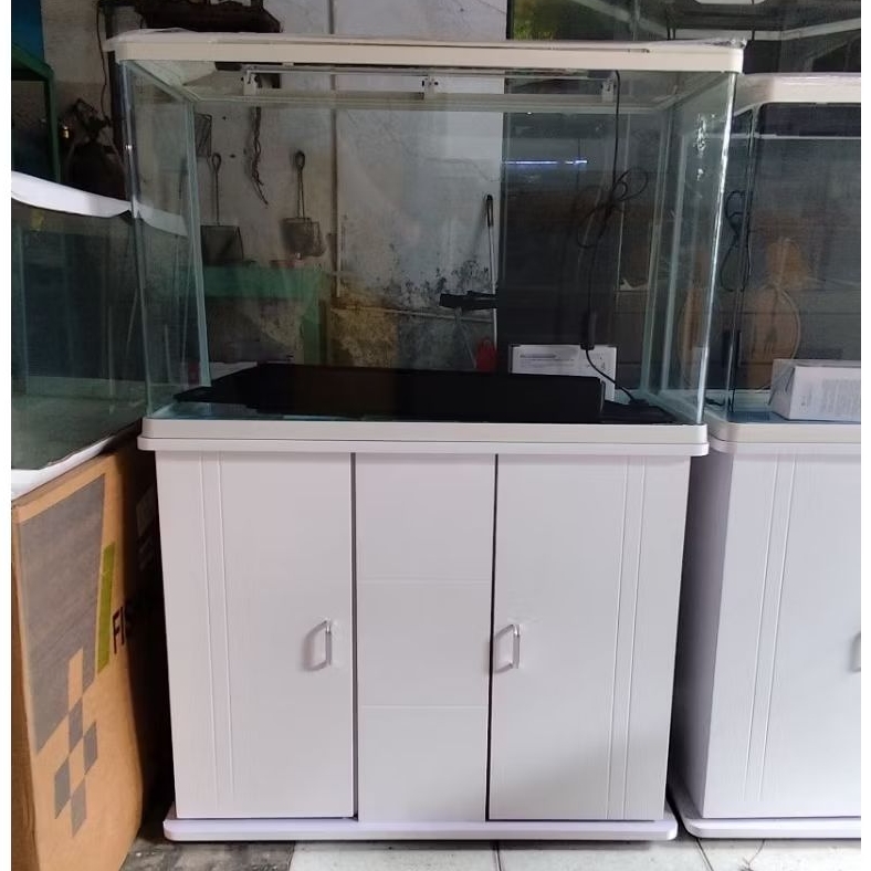 Aquarium Bending 80cm full set + lemari 80cm (termasuk packing kayu)