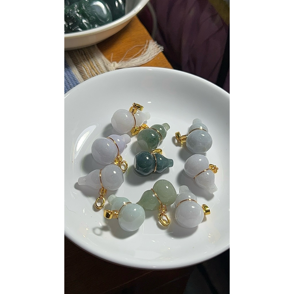Liontin Mini Giok Hulu Burma Jade & Guatemala Jade Jadeite Grade A 100% Giok Asli