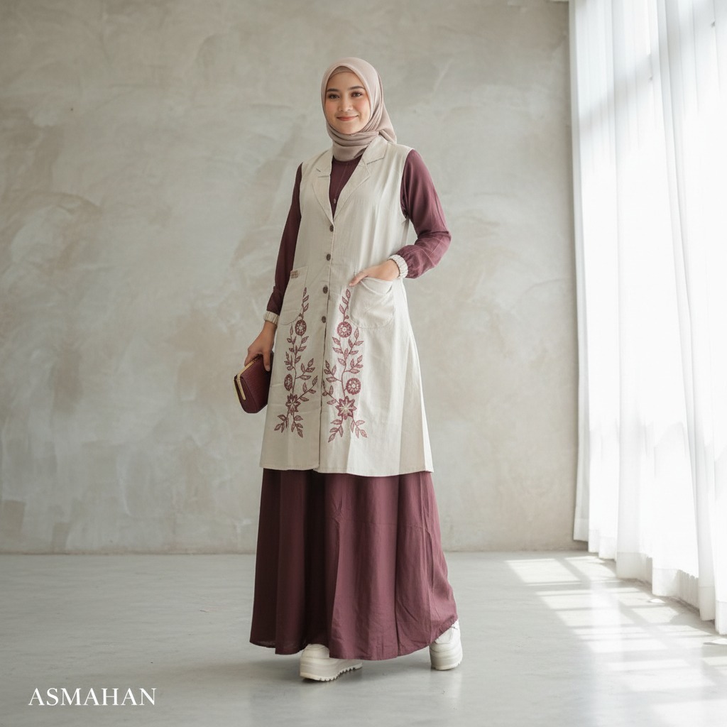 Gamis Amanda Permata Rayon Twill Premium Mix Katun Haruka Motif Kotak Bordir (Free Pouch, Goodie Bag