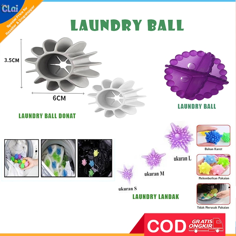 (clai) Bola Laundry Landak Ball Donat Washing Karet mesin cuci model berduri bergerigi