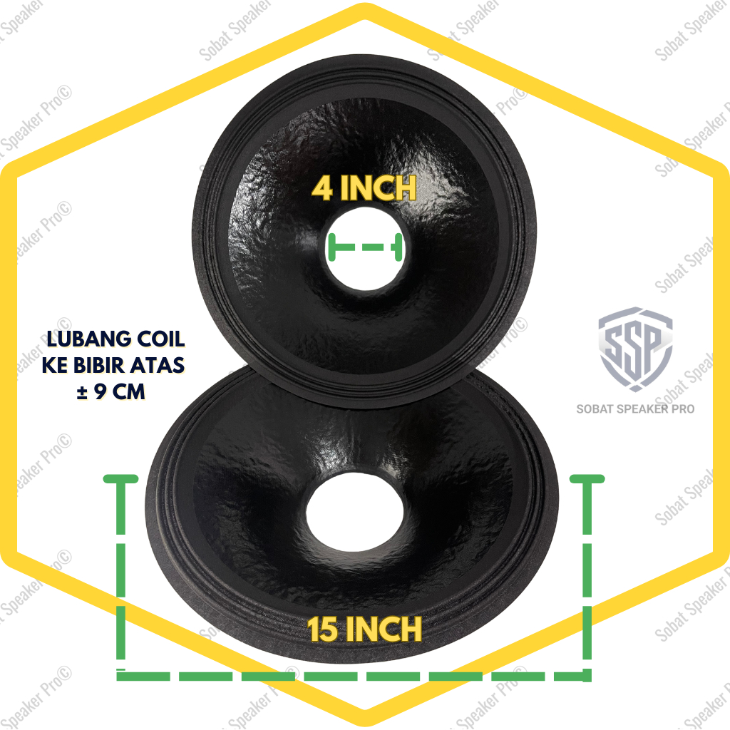 Daun Speaker 15 Inch Lubang 4 Inch Tinggi 9 cm Rim 3 Coating In Out Kulit Jeruk - Kertas Spiker Full