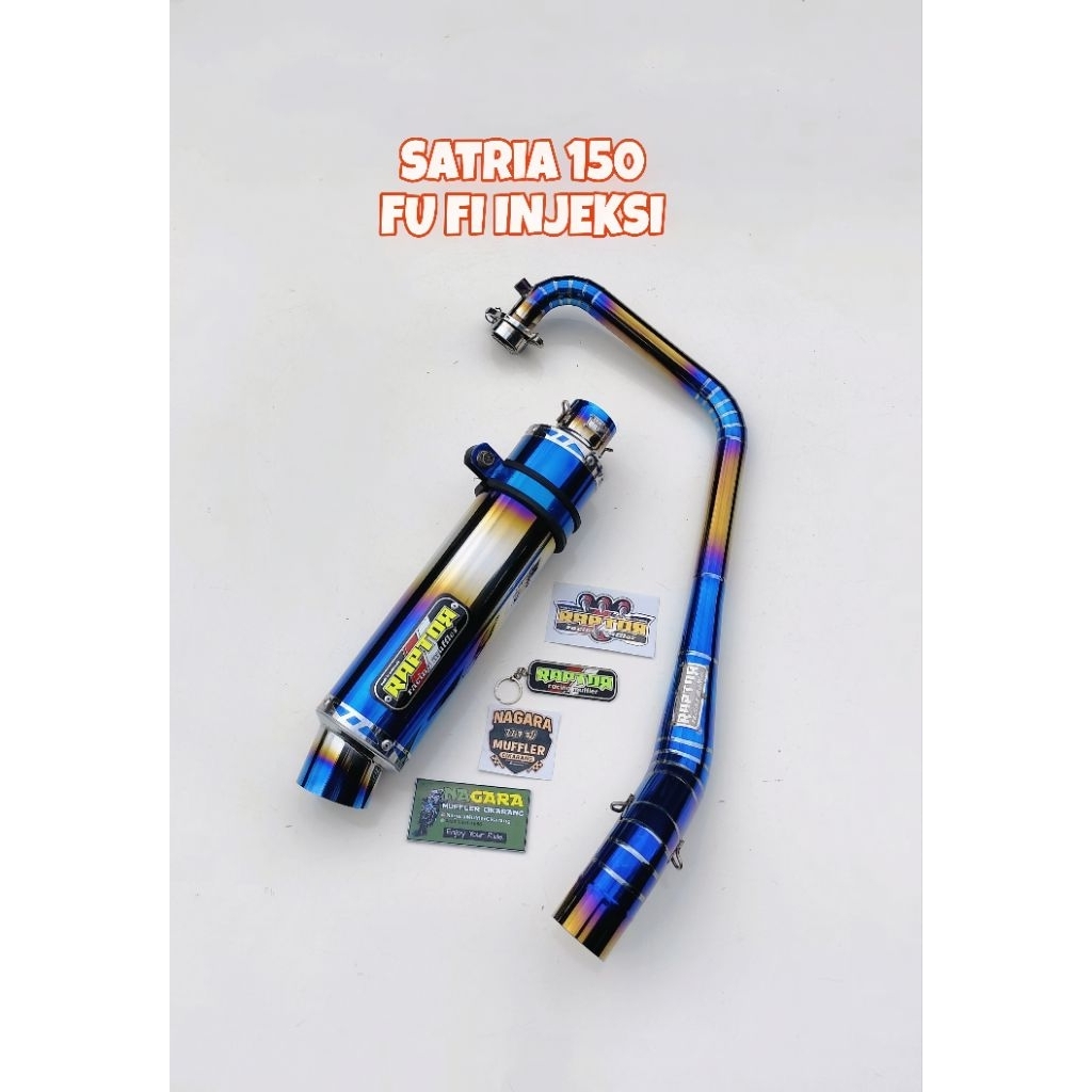 Knalpot Racing blue Original Raptor pnp di Satria Fu150 Fi injeksi