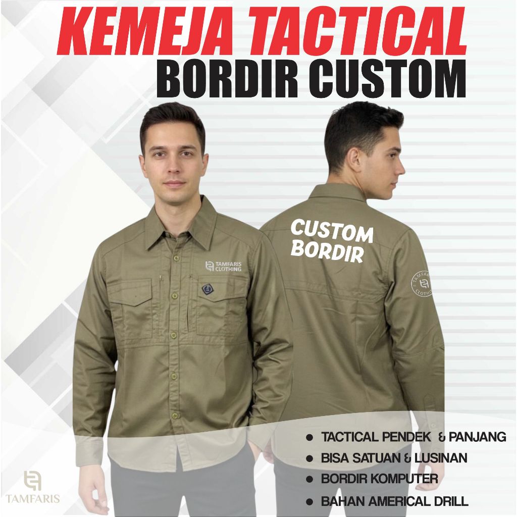 Kemeja Custom Bordir Tactical Lapangan | Seragam | Bisa satuan & Lusinan - Tactical