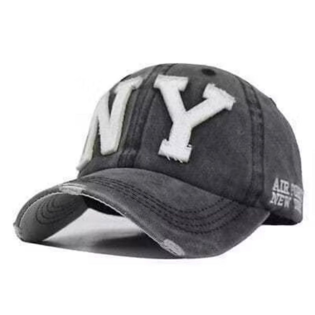 Topi Baseball Dave Hat Cap NY Casual Sports Distro Fashion Pria Wanita Putih Hitam Jeans Retro Dewas