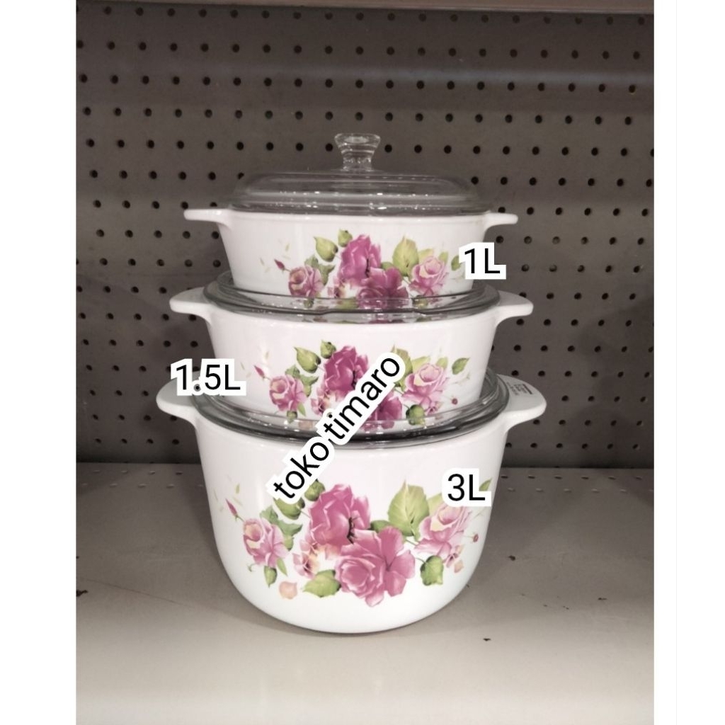 LUMINARC FRESH BOUQUET PANCI MASAK KACA 1L+1.5L+3L
