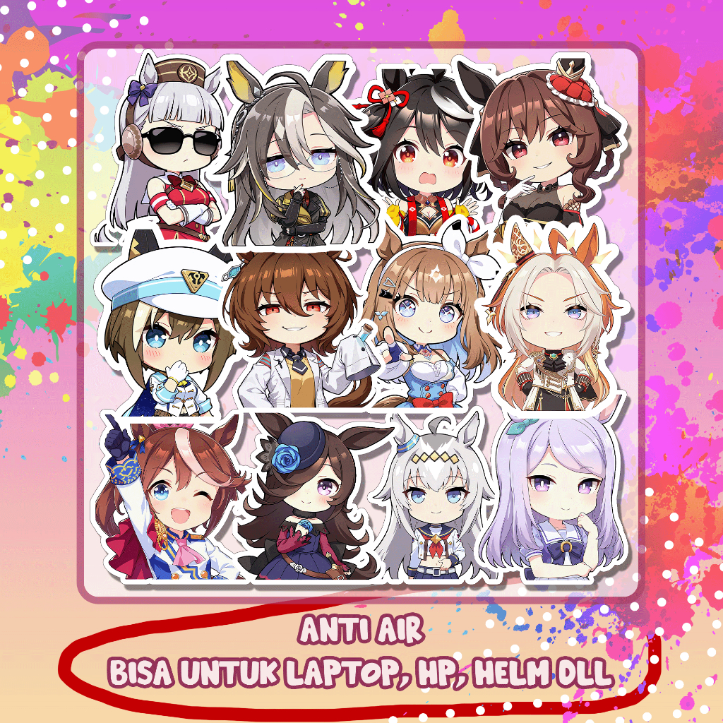 Stiker Uma Musume Agnes Oguri Gold Ship Suzuka Rice, Sticker Lucu Murah