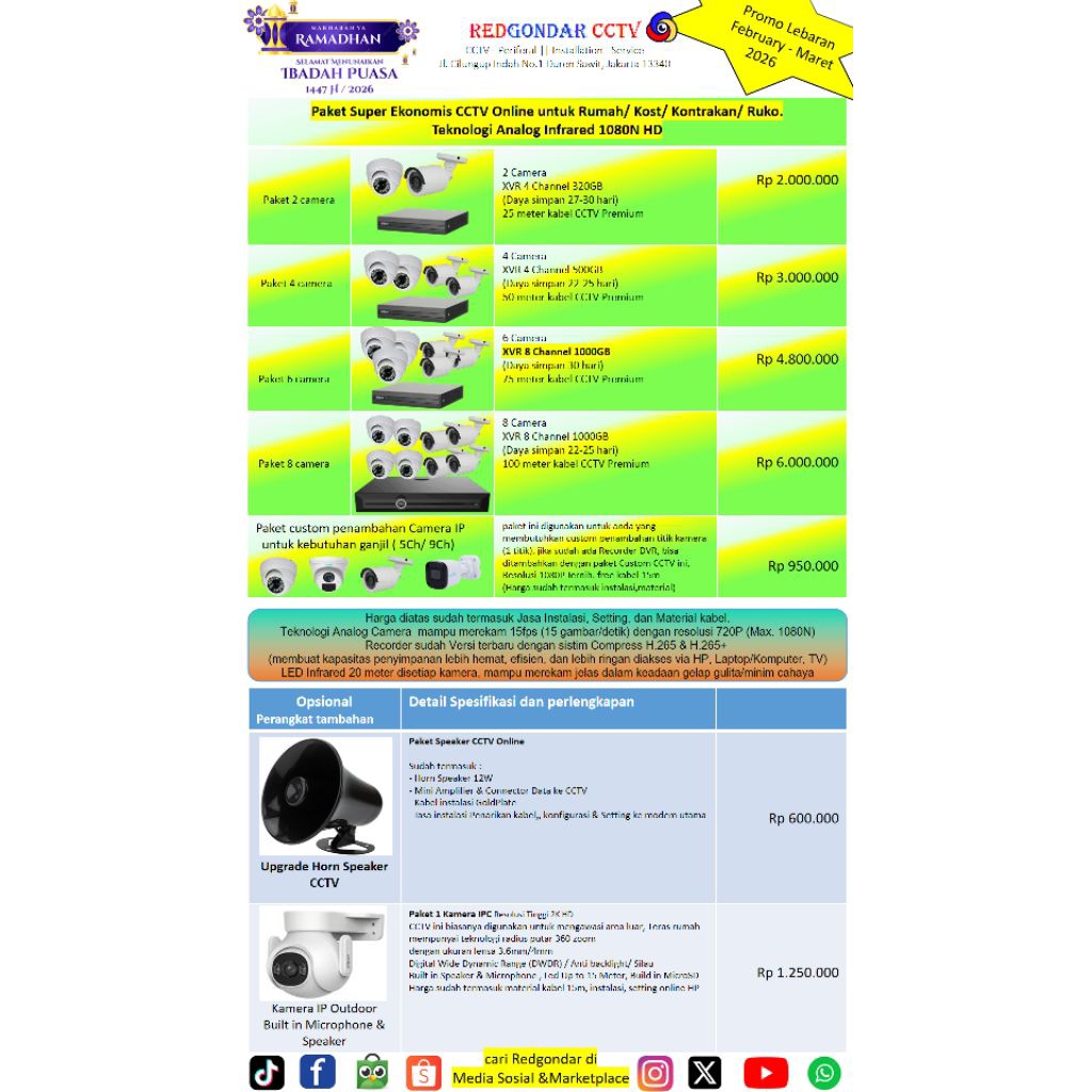 Promo Ramadhan Paket 6 CCTV termasuk pasang