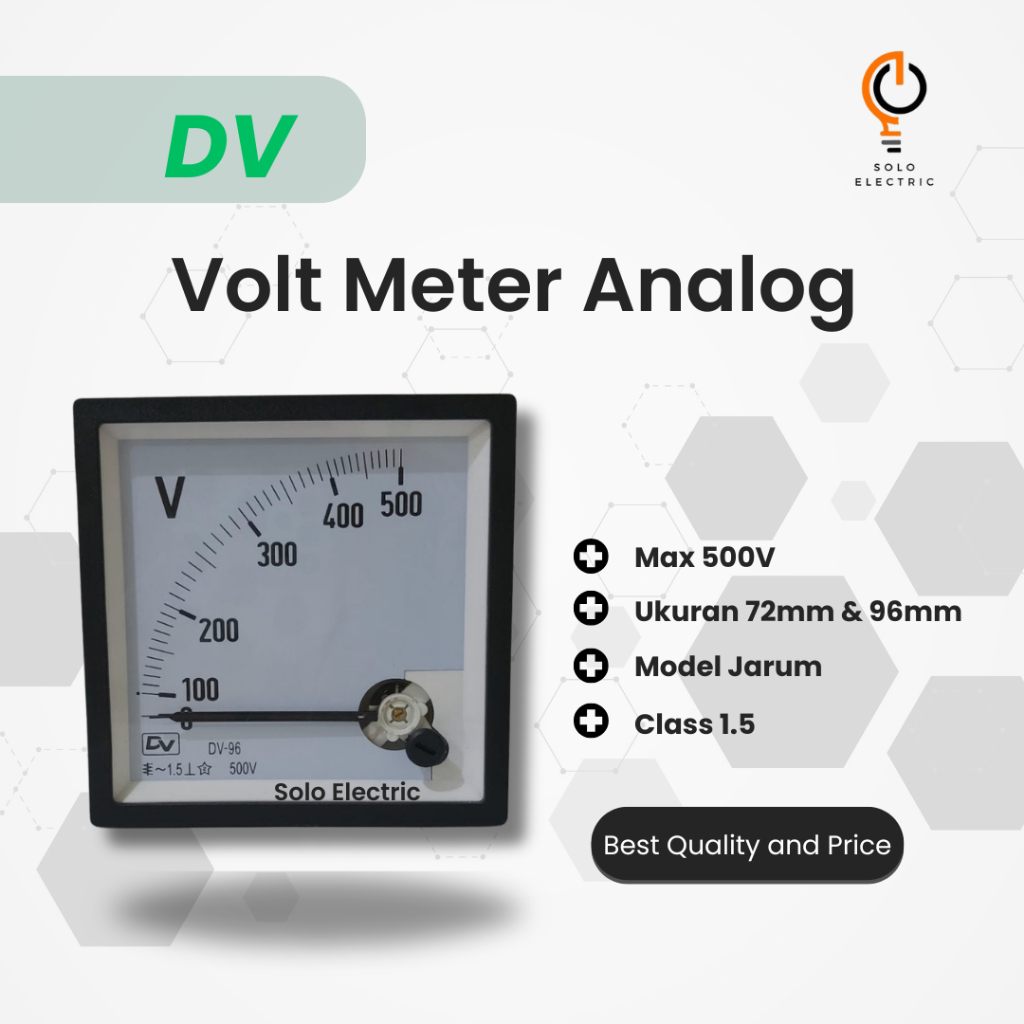 Volt Meter Jarum 500v DV / Voltmeter Analog 96 / 72