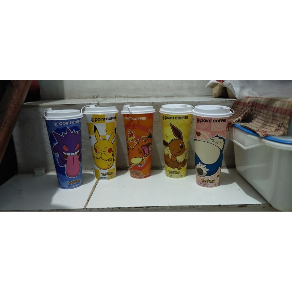 Point Coffee Cup x Pokemon 1 set / dapat 5 cup