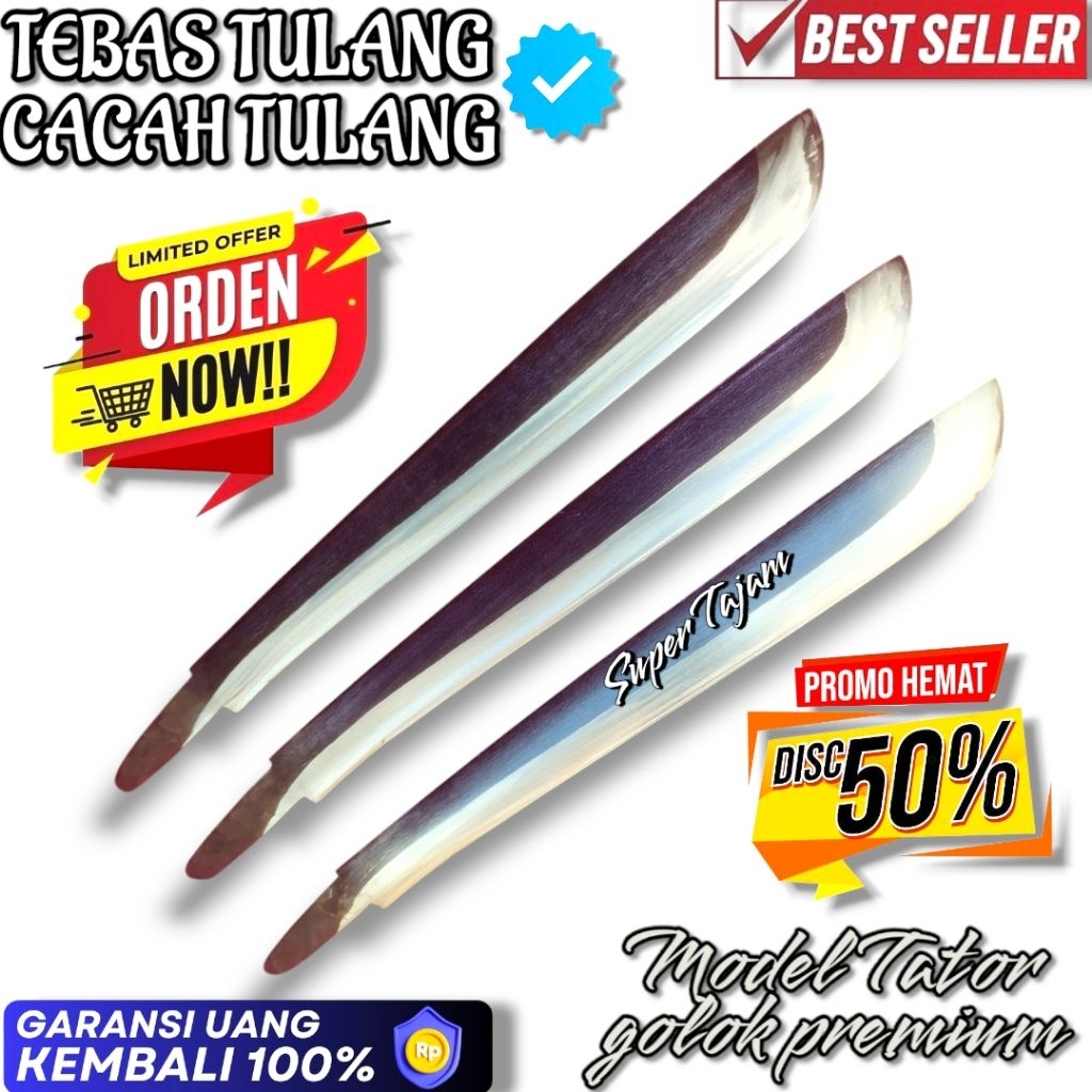 TEBAS TULANG CACAH TULANG MODEL TATOR GOLOK PREMIUM BAJA TEBAL KUAT AWET COCOK UNTUK KEBUN LADANG DA