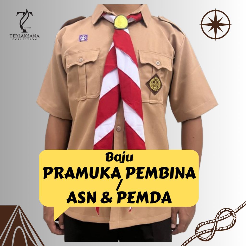 SETELAN PRAMUKA PEMBINA/GURU Laki-laki Baju Pramuka Guru Setelan Lengkap Baju Pembina Pramuka Bahan 