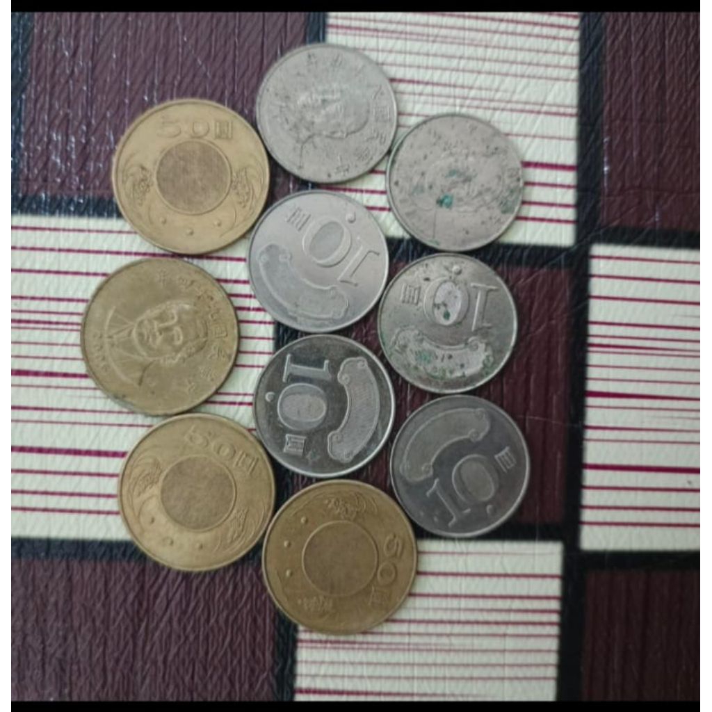 10 Keping Ntd Koin Taiwan China Koleksi Logam Coin Lama Kuno Antik Jadul Langka Asing Luar Negeri Ma